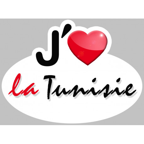 J'aime la Tunisie - 15x11cm - Sticker/autocollant