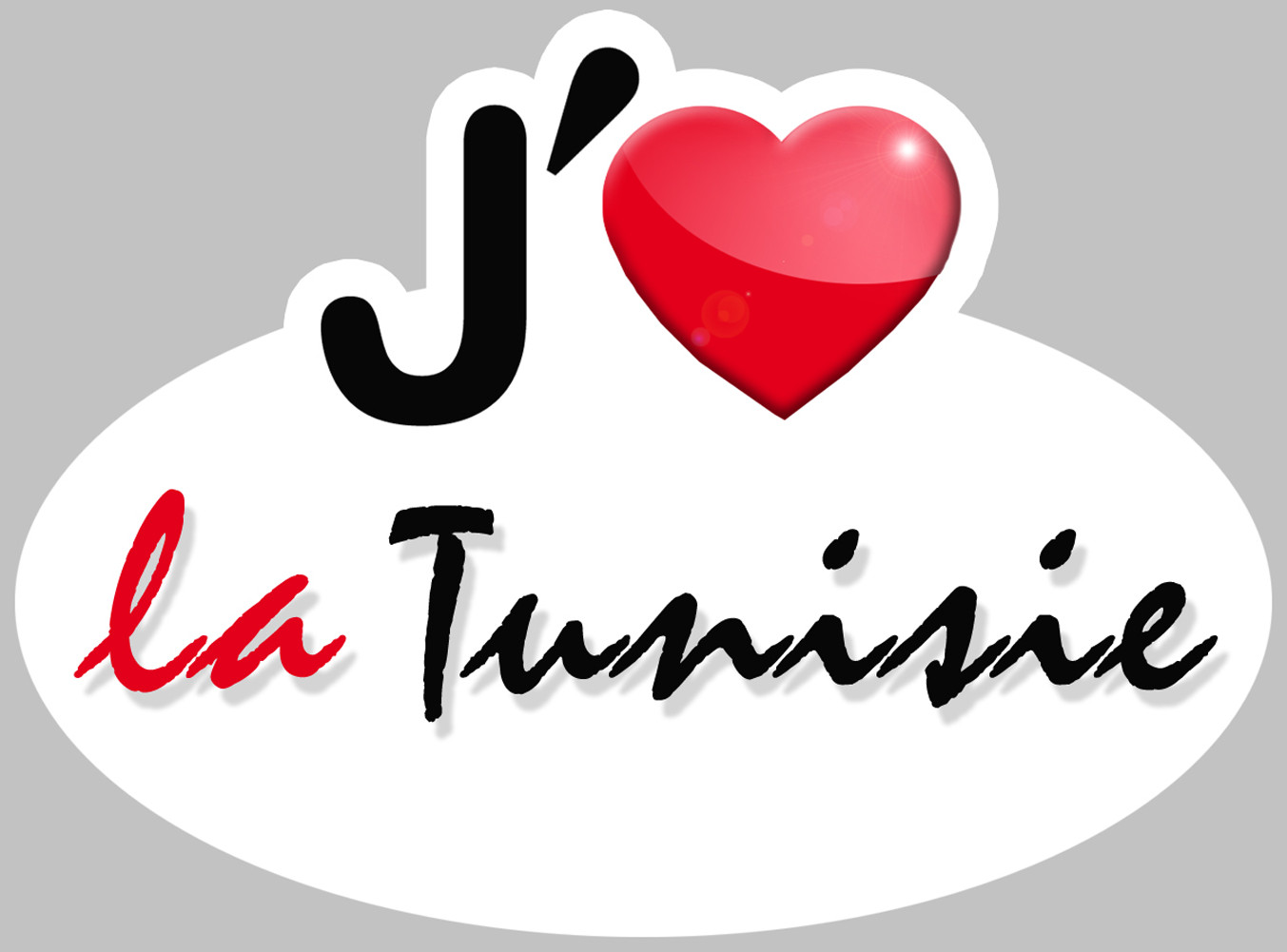 J'aime la Tunisie - 15x11cm - Sticker/autocollant