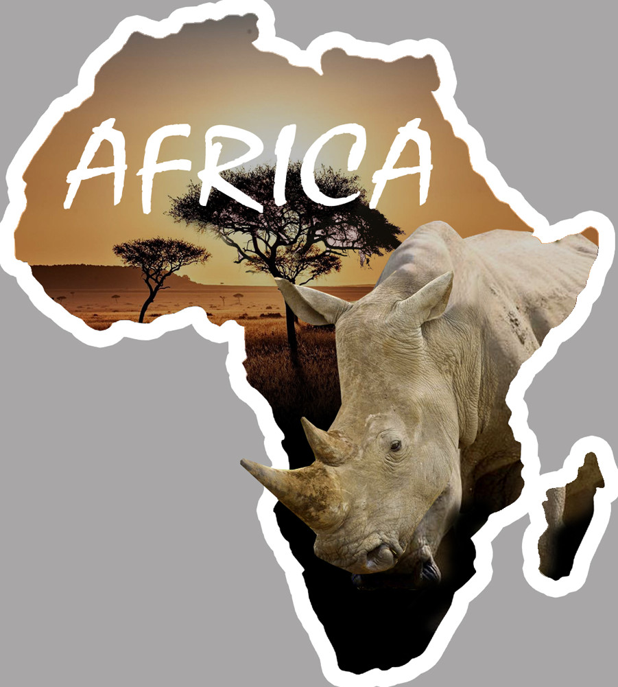 Africa Rhinocéros - 20x18cm - Sticker/autocollant