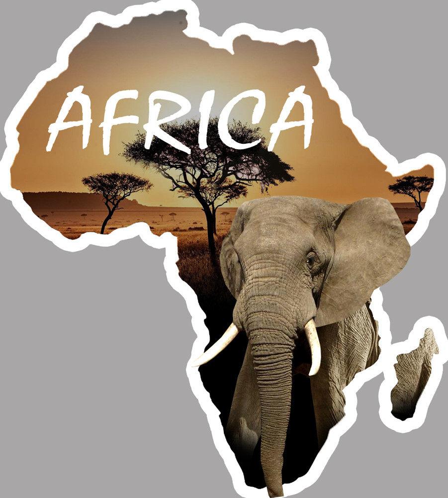 Africa Eléphant - 20x18cm - Sticker/autocollant