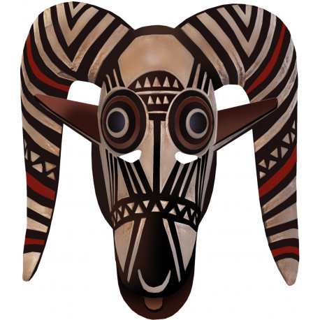 masque africain traditionnel - 23,5x21cm - Sticker/autocollant