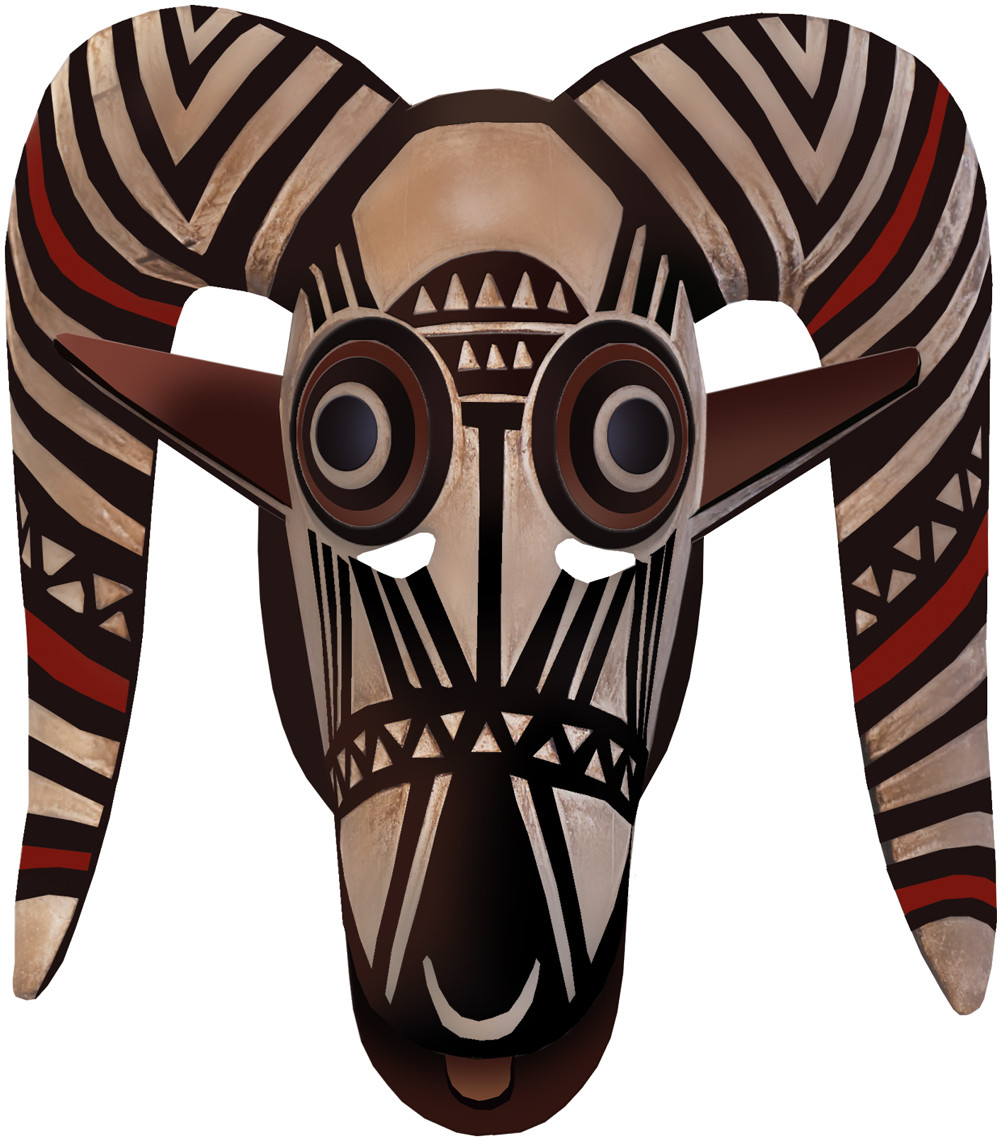 masque africain traditionnel - 23,5x21cm - Sticker/autocollant