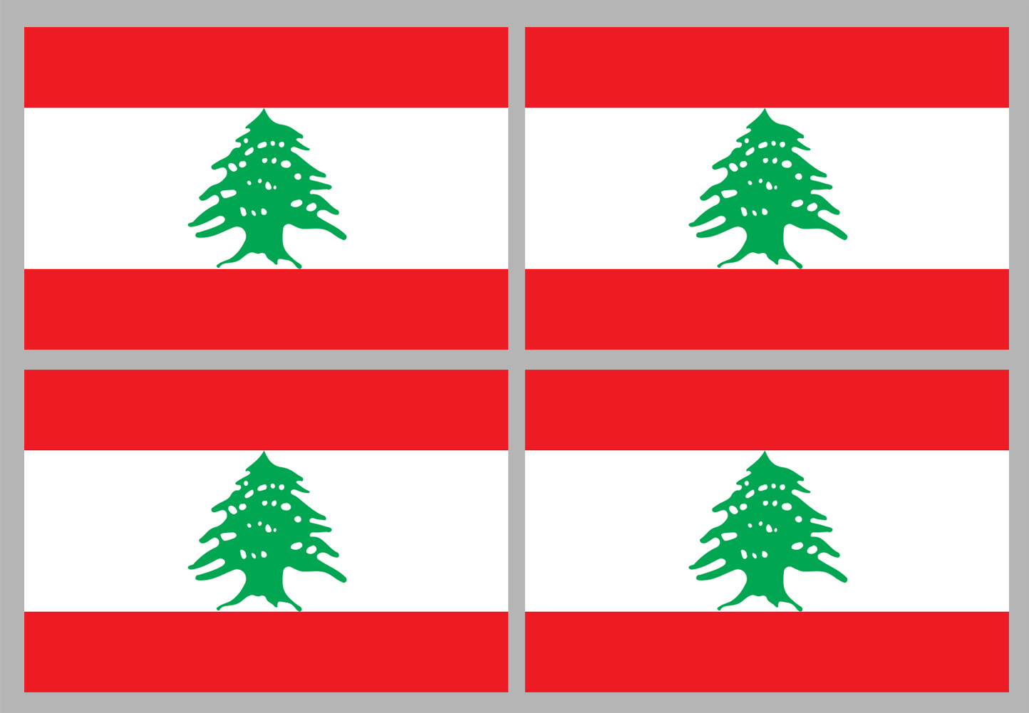 Drapeau Liban - 4 stickers 9,5x6,3 cm - Sticker/autocollant