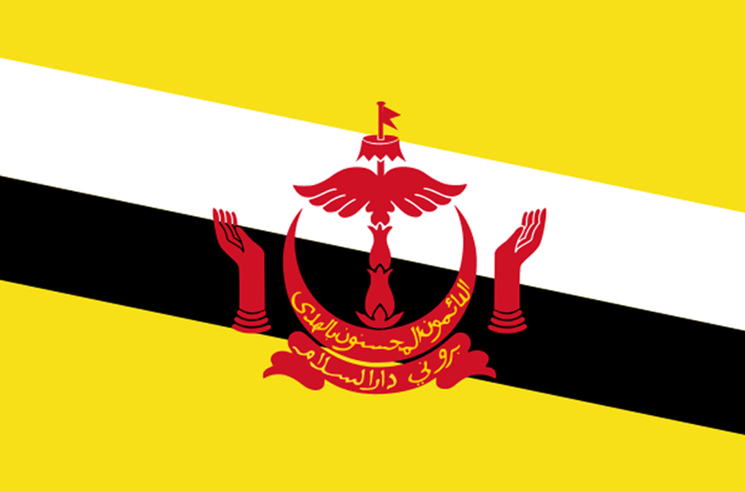 Drapeau Brunei - 19.5 x 13 cm - Sticker/autocollant