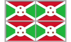 Drapeau Burundi - 4 stickers - 9.5 x 6.3 cm - Sticker/autocollant