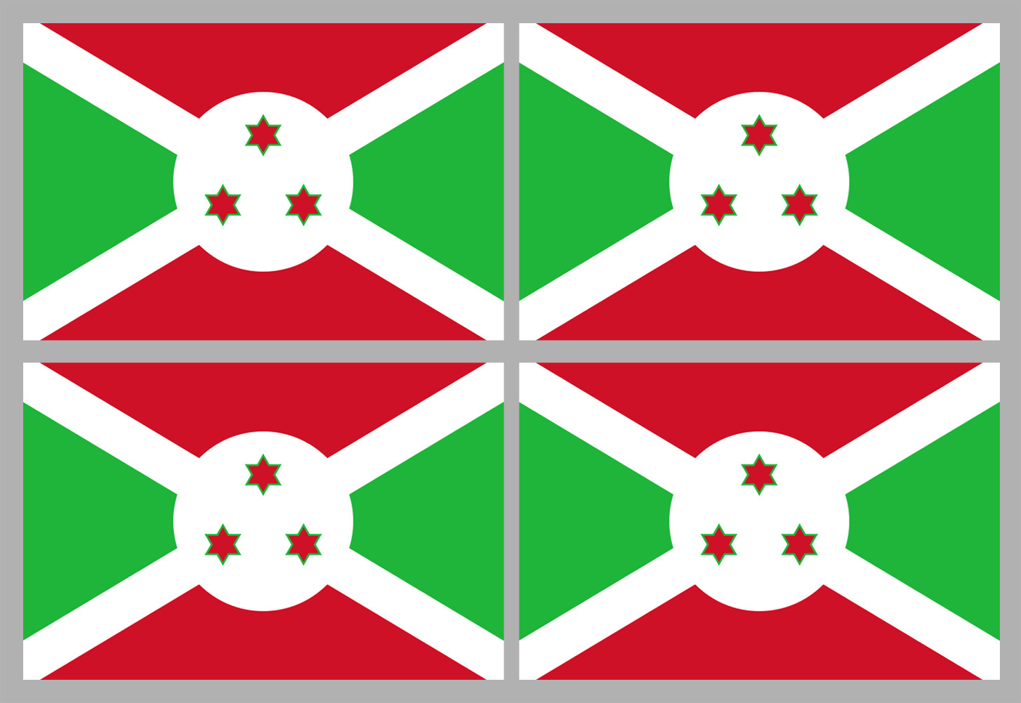 Drapeau Burundi - 4 stickers - 9.5 x 6.3 cm - Sticker/autocollant