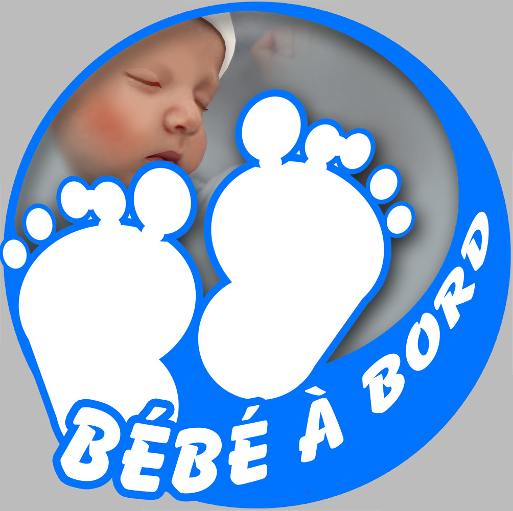 petons bébé à bord garçon - 10cm - Sticker/autocollant