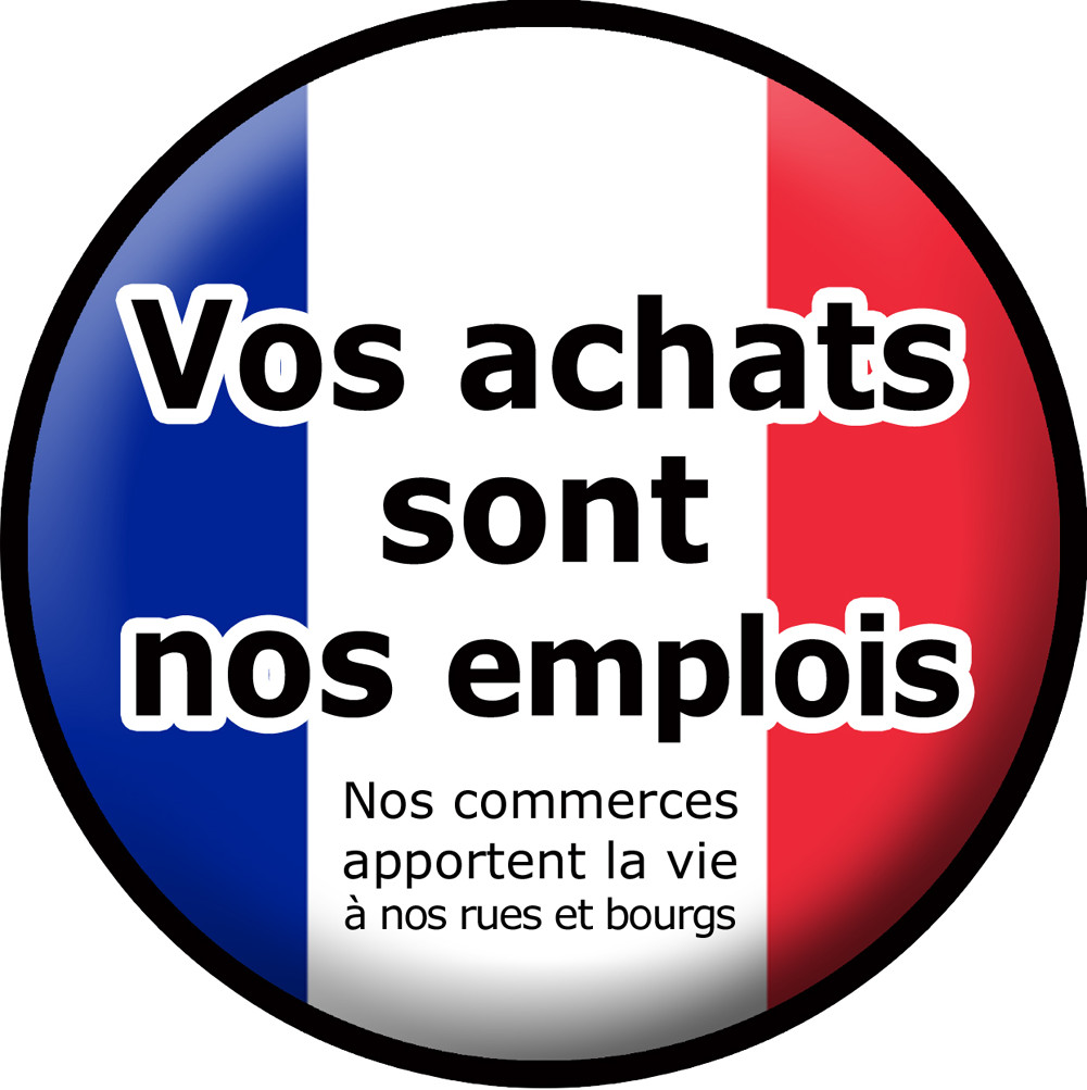 vos achats sont nos emplois "commerces" - 20cm - Sticker/autocollant