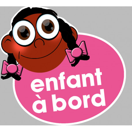 enfant à bord fille afro - 15x13,5cm - Sticker/autocollant