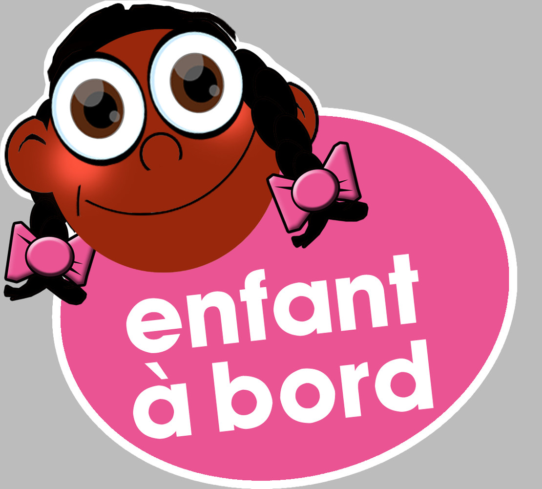 enfant à bord fille afro - 15x13,5cm - Sticker/autocollant