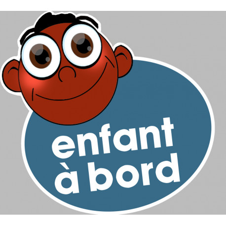 enfant à bord gars afro - 15x13,5cm - Sticker/autocollant