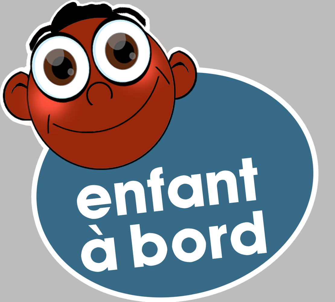 enfant à bord gars afro - 15x13,5cm - Sticker/autocollant