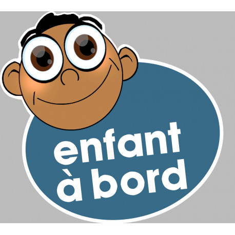 enfant à bord gars méditerranéen - 10x9cm - Sticker/autocollant