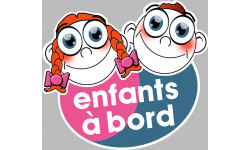 enfants à bord fille et garçon - 15x13,5cm - Sticker/autocollant