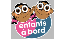 enfants à bord fille et garçon méditerranéens - 10x9cm - Sticker/autocollant