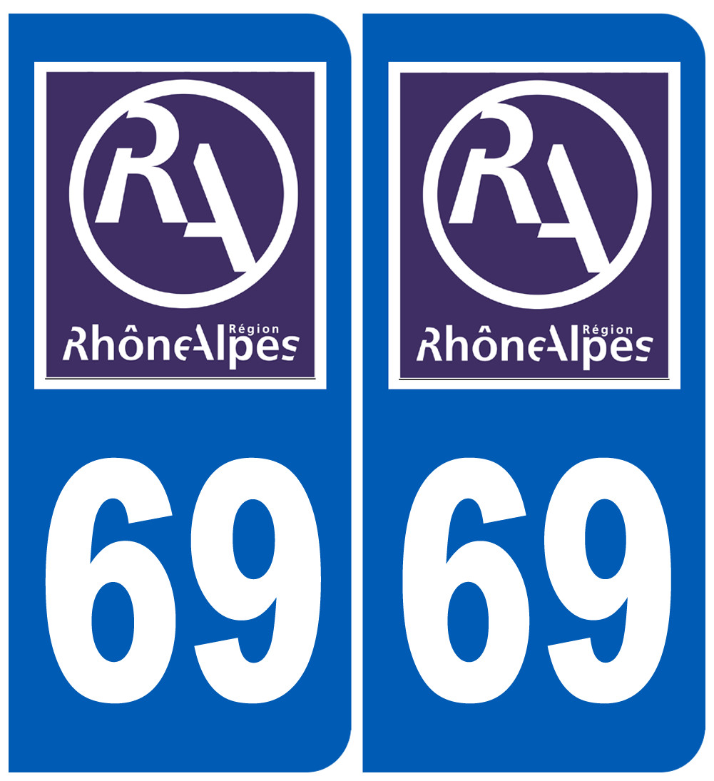 numéro immatriculation 69 région - Sticker/autocollant