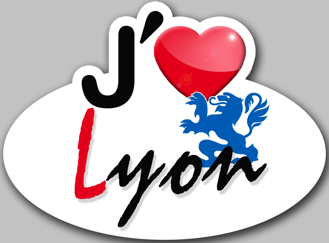 j'aime Lyon - 15x11cm - Sticker/autocollant