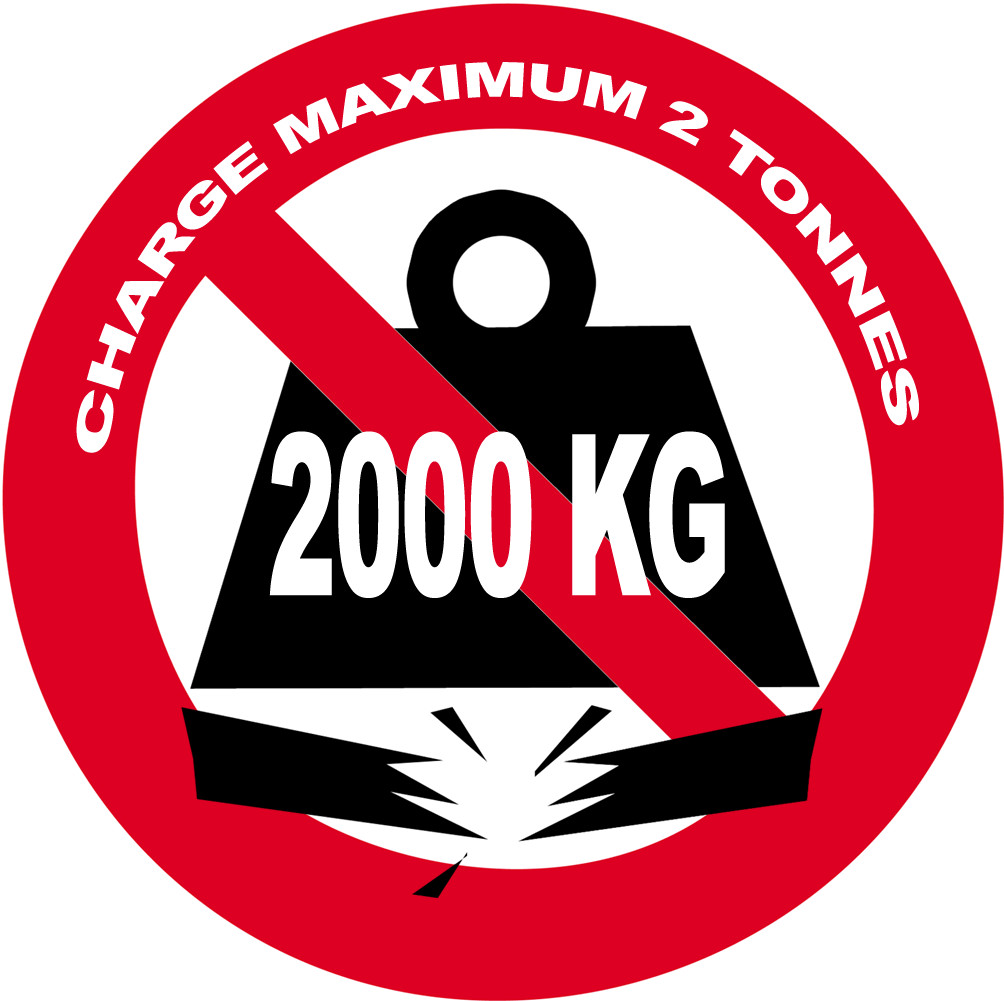 Charge maximale 2 tonnes - 5cm - Sticker/autocollant