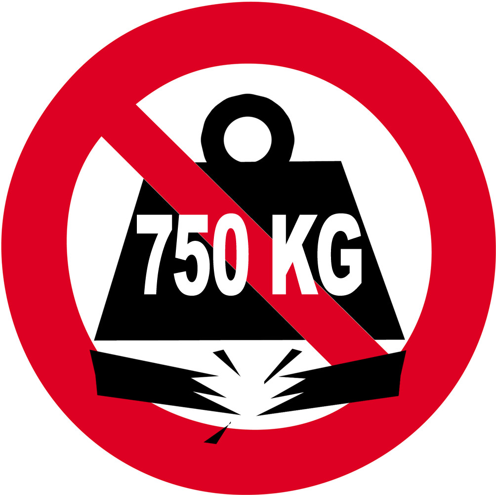 Charge maximale 750 kilos - 20cm - Sticker/autocollant