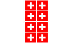 Drapeau Suisse - 8fois de 6,3x6,3cm - Sticker/autocollant