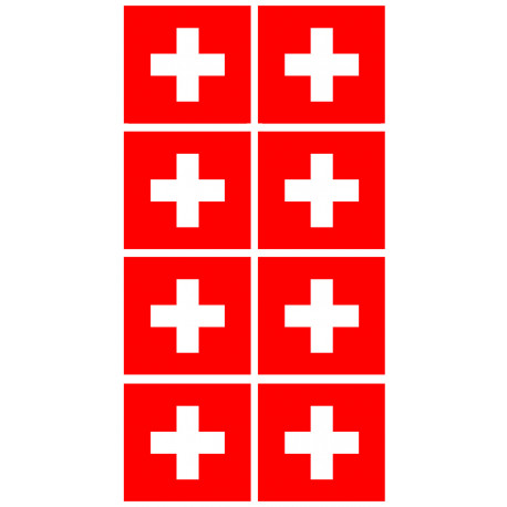 Drapeau Suisse - 8fois de 6,3x6,3cm - Sticker/autocollant