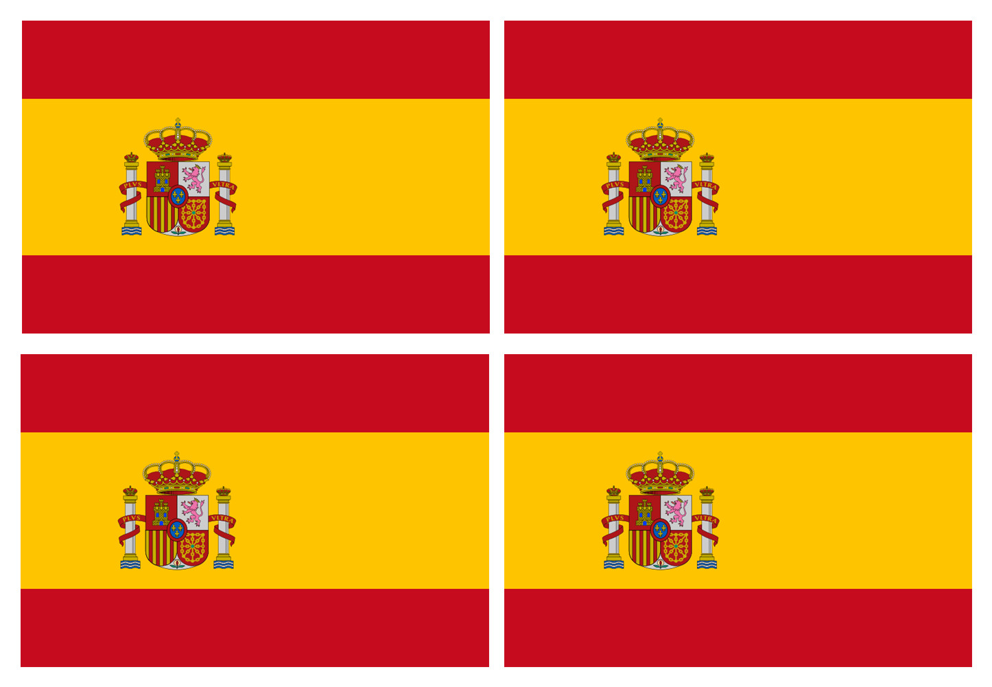 Drapeau Espagne - 4 stickers - 9.5 x 6.3 cm - Sticker/autocollant