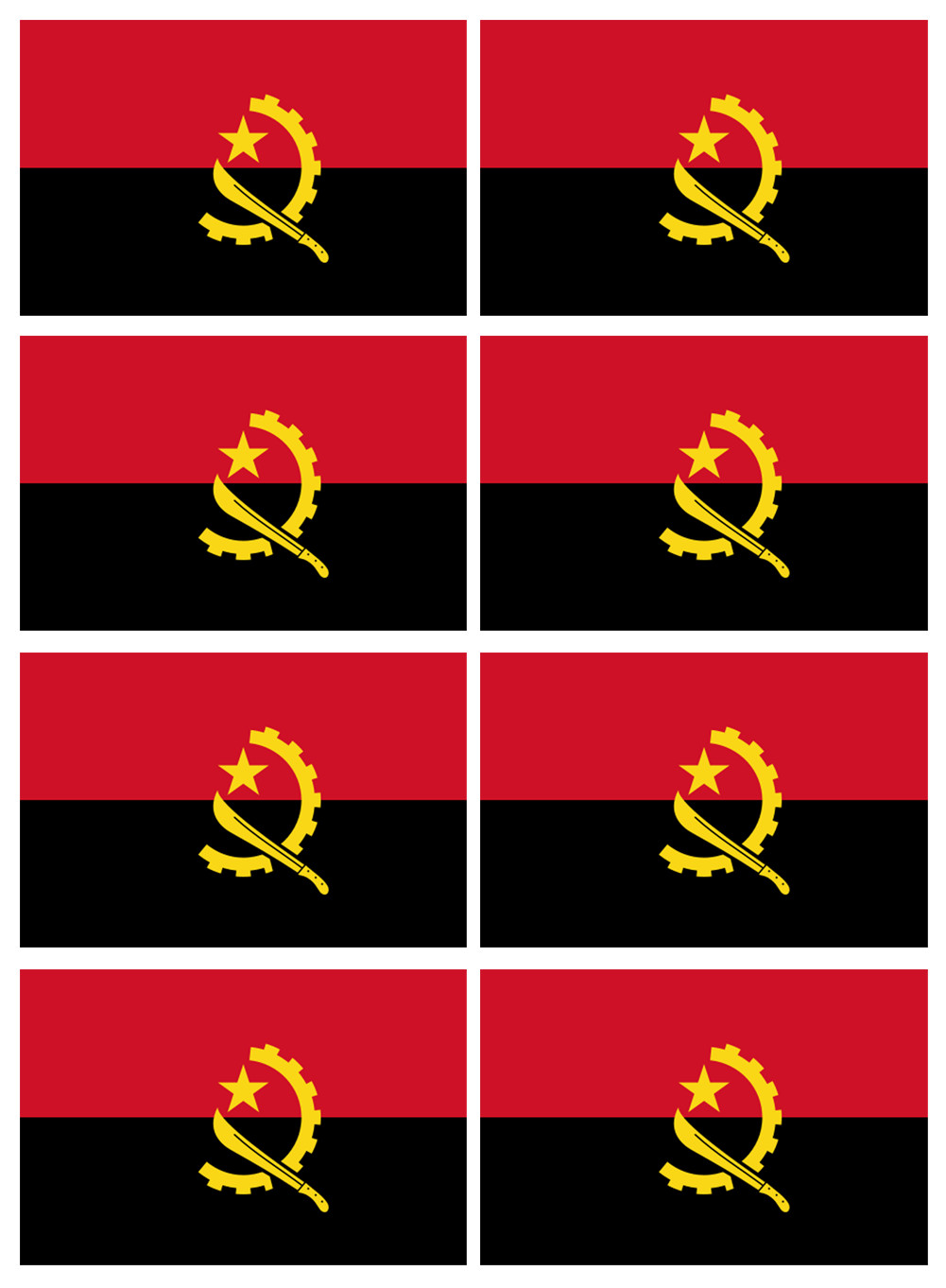 Drapeau Angola - 8 stickers - 9.5 x 6.3 cm - Sticker/autocollant