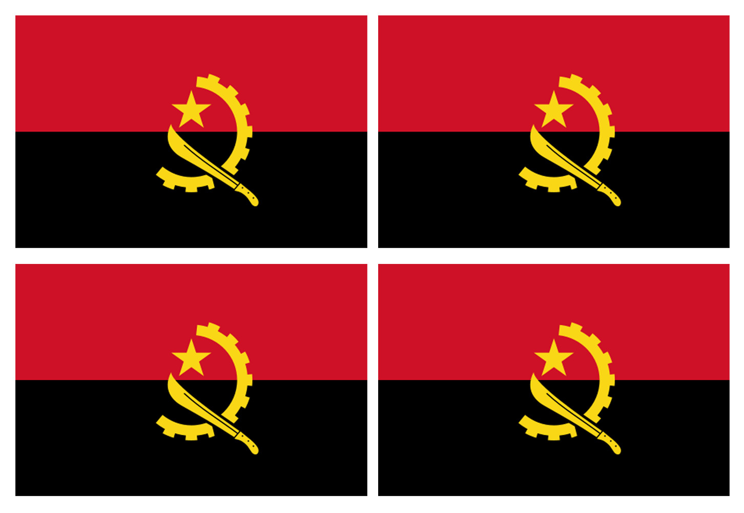 Drapeau Angola - 4 stickers - 9.5 x 6.3 cm - Sticker/autocollant