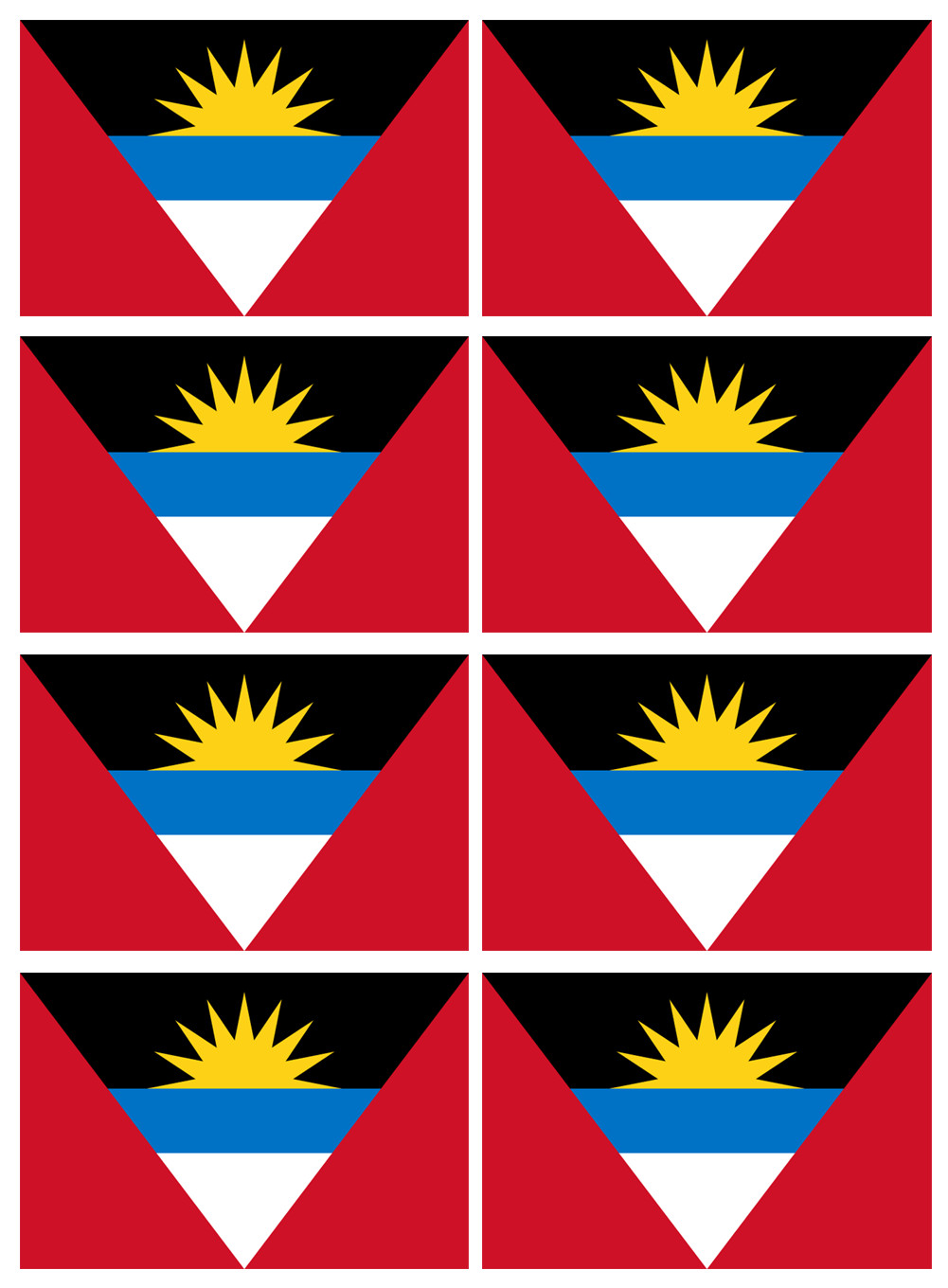 Drapeau Antigua and Barbuda - 8 stickers - 9.5 x 6.3 cm - Sticker/autocollant