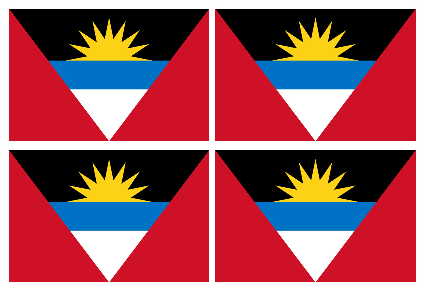 Drapeau Antigua and Barbuda - 4 stickers - 9.5 x 6.3 cm - Sticker/autocollant