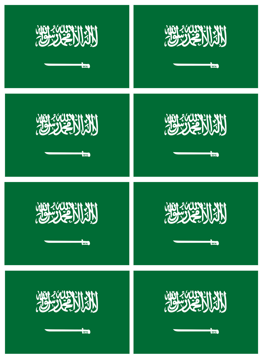 Drapeau Arabie Saoudite - 8 stickers - 9.5 x 6.3 cm - Sticker/autocollant