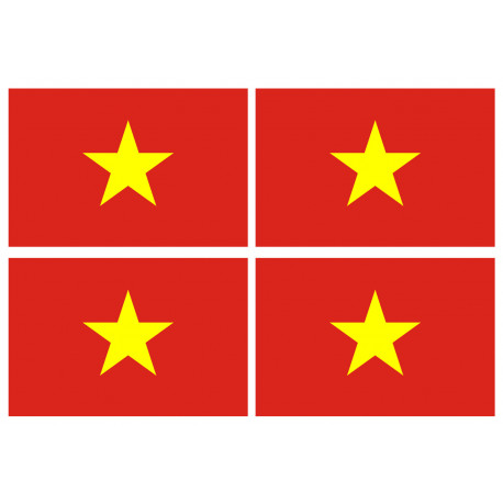 Drapeau Viet Nam - 4 stickers - 9.5 x 6.3 cm - Sticker/autocollant