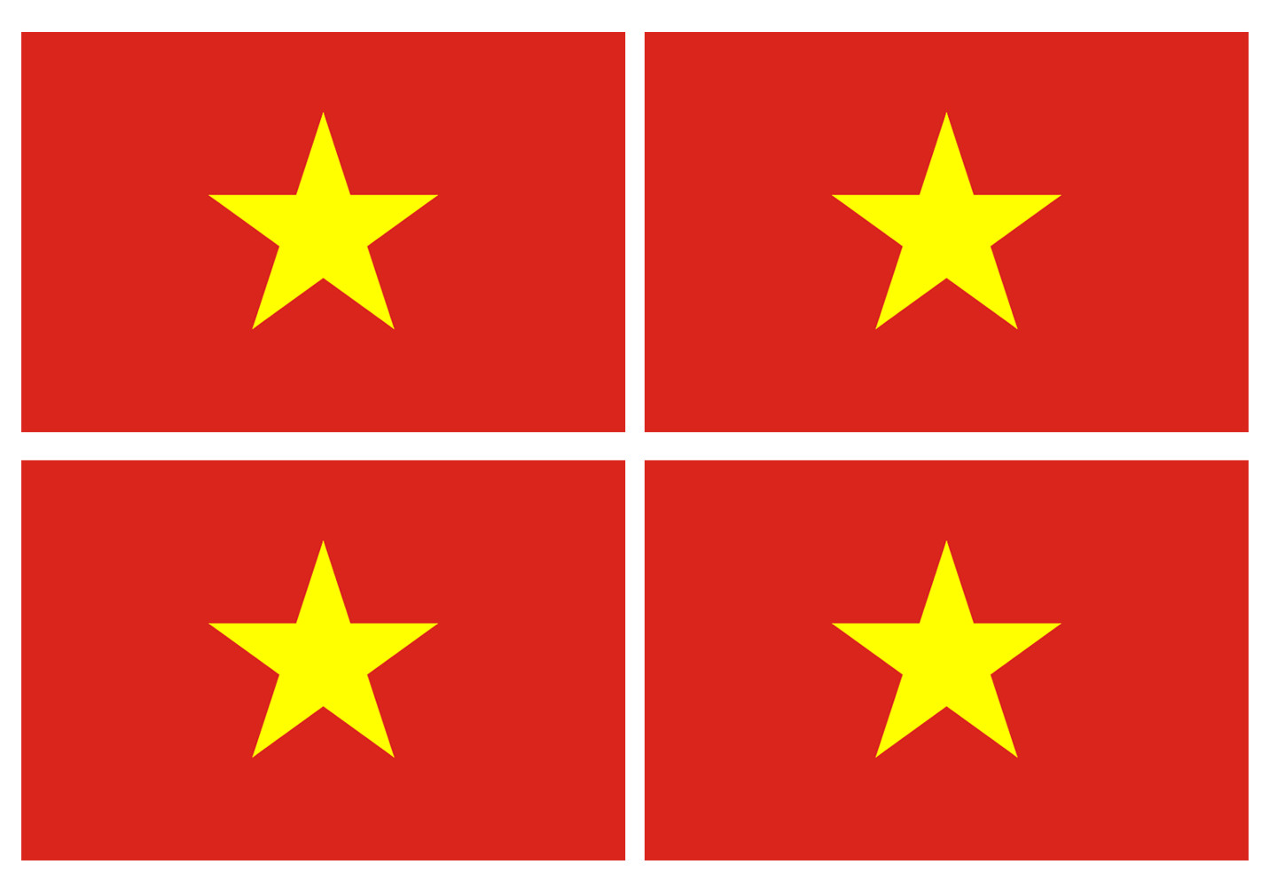 Drapeau Viet Nam - 4 stickers - 9.5 x 6.3 cm - Sticker/autocollant