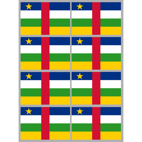 Drapeau République centrafricaine - 8 stickers - 9.5 x 6.3 cm - Sticker/autocollant