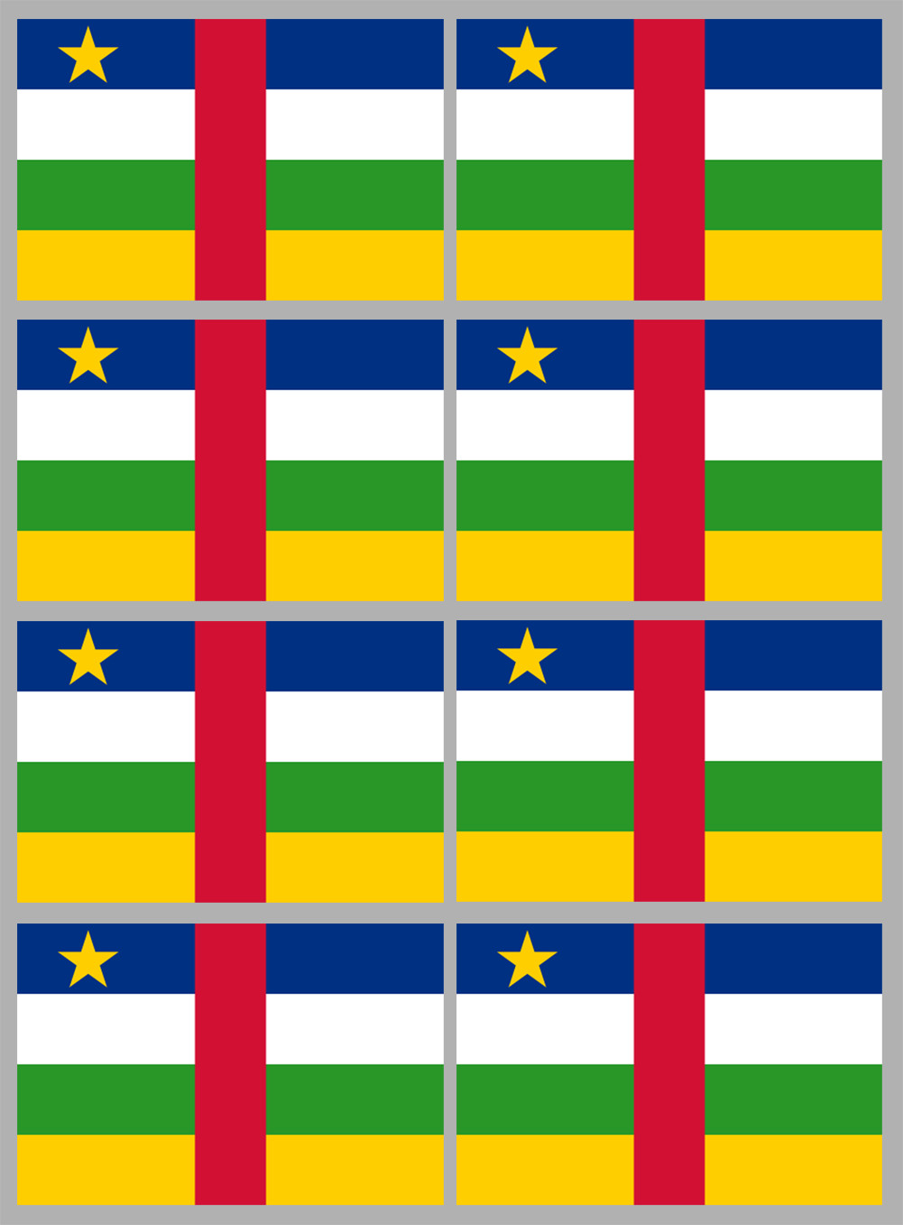 Drapeau République centrafricaine - 8 stickers - 9.5 x 6.3 cm - Sticker/autocollant