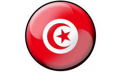 drapeau Tunisien rond - 10cm - Sticker/autocollant