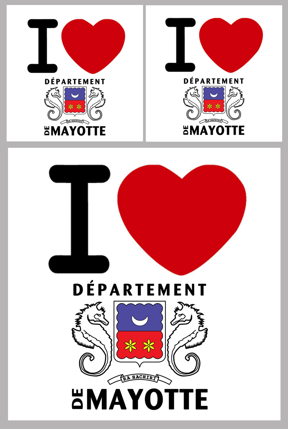 département de Mayotte - Kit 3 stickers - Sticker/autocollant