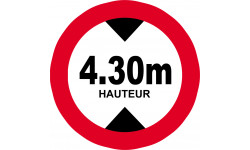 hauteur de passage maximum 4,30m - 10cm - Sticker/autocollant