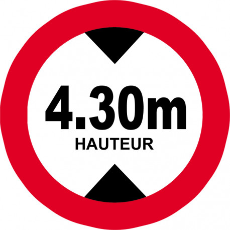 hauteur de passage maximum 4,30m - 10cm - Sticker/autocollant