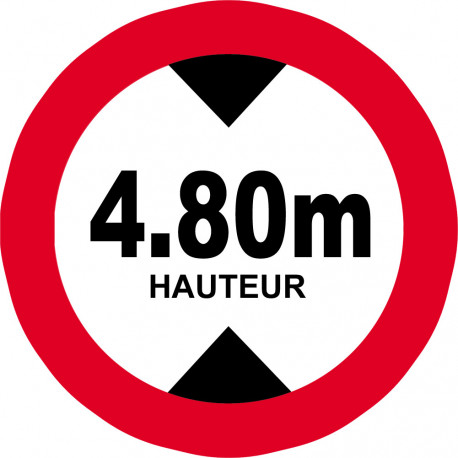 hauteur de passage maximum 4,80m - 20cm - Sticker/autocollant