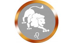 signe zodiaque lion rond doré - 5cm - Sticker/autocollant