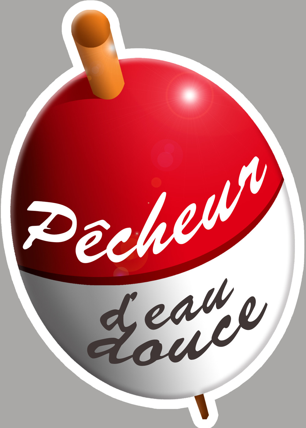 bouchon pêcheur d'eau douce - 15x10.7cm - Sticker/autocollant