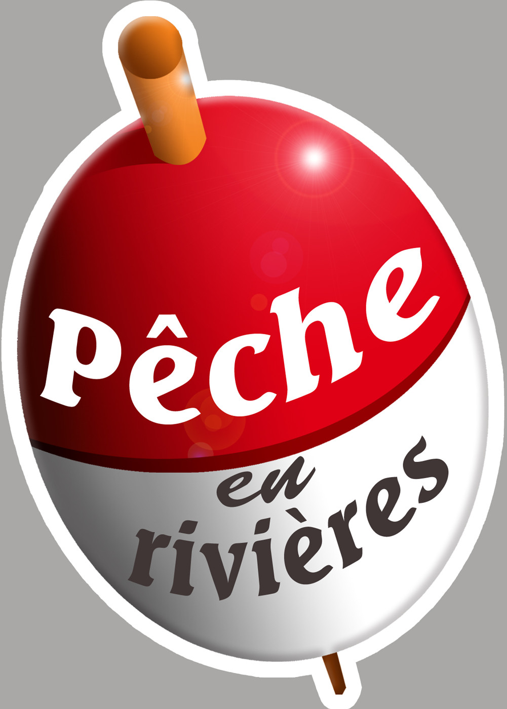 bouchon pêche en rivières - 15x10.7cm - Sticker/autocollant