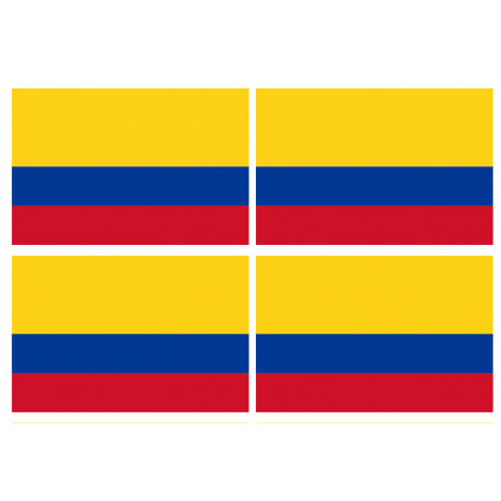 Drapeau Colombie - 4 stickers - 9.5 x 6.3 cm - Sticker/autocollant