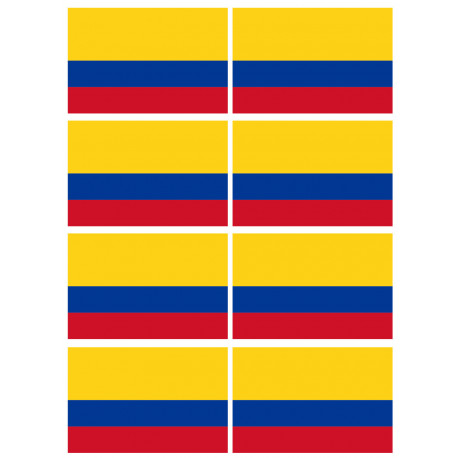 Drapeau Colombie - 8 stickers - 9.5 x 6.3 cm - Sticker/autocollant