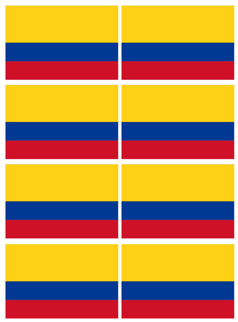 Drapeau Colombie - 8 stickers - 9.5 x 6.3 cm - Sticker/autocollant