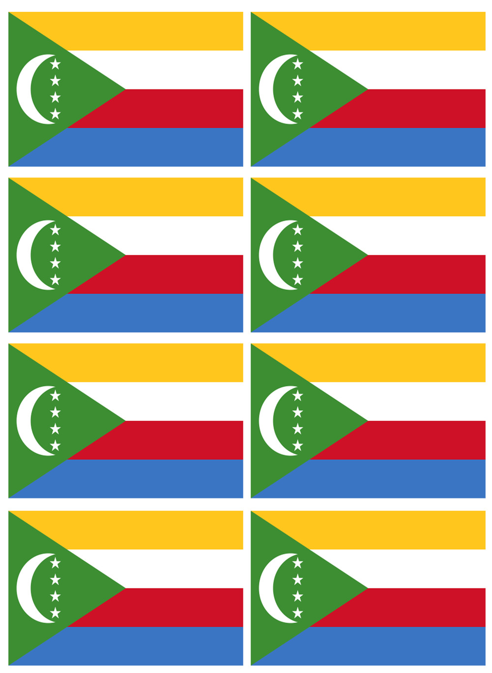 Drapeau Comores - 8 stickers - 9.5 x 6.3 cm - Sticker/autocollant