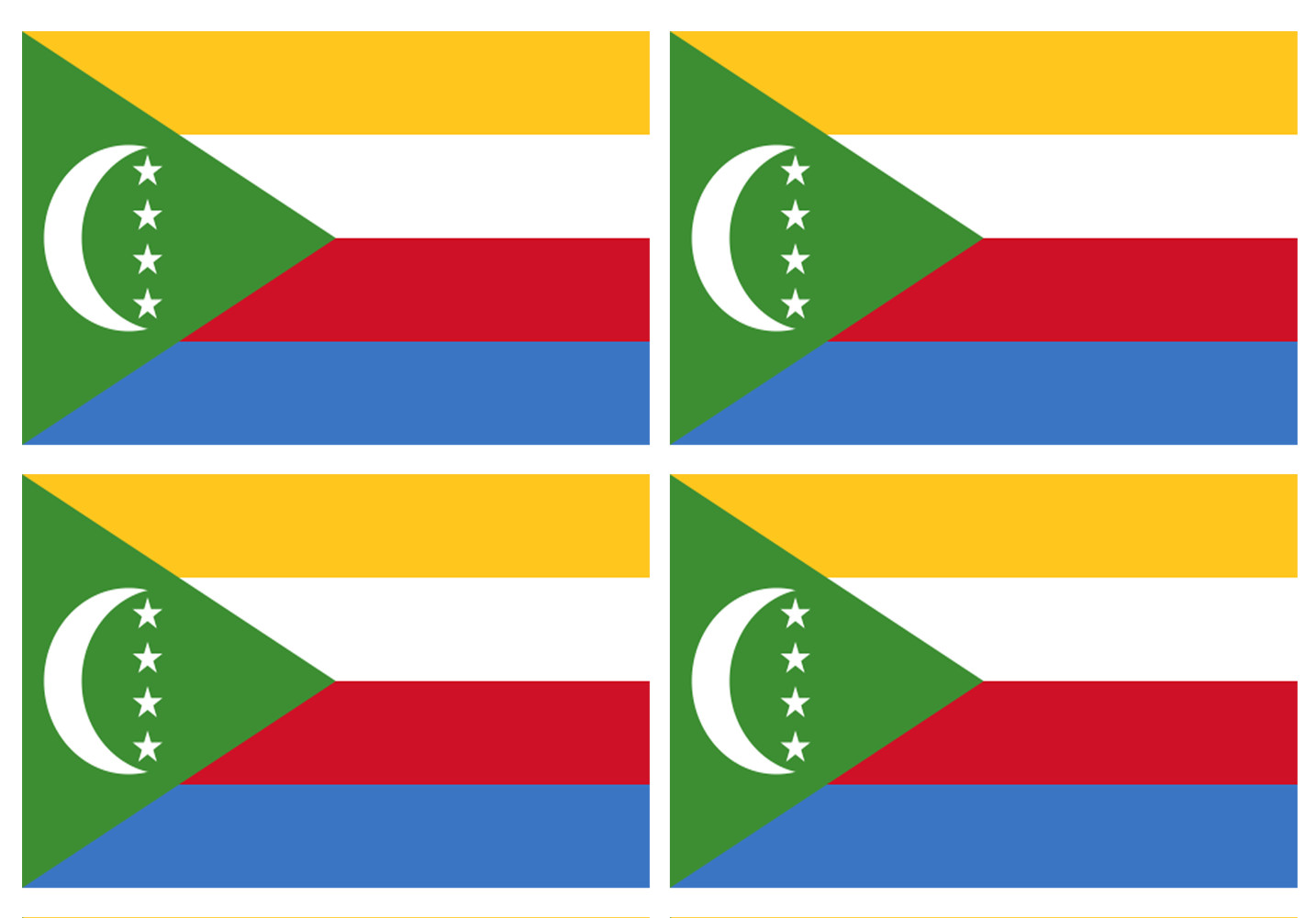 Drapeau Comores - 4 stickers - 9.5 x 6.3 cm - Sticker/autocollant