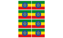 Drapeau Ethiopie - 8 stickers - 9.5 x 6.3 cm - Sticker/autocollant