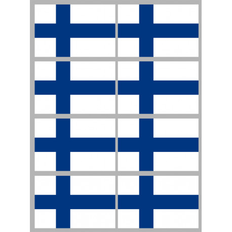 Drapeau Finlande - 8 stickers - 9.5 x 6.3 cm - Sticker/autocollant